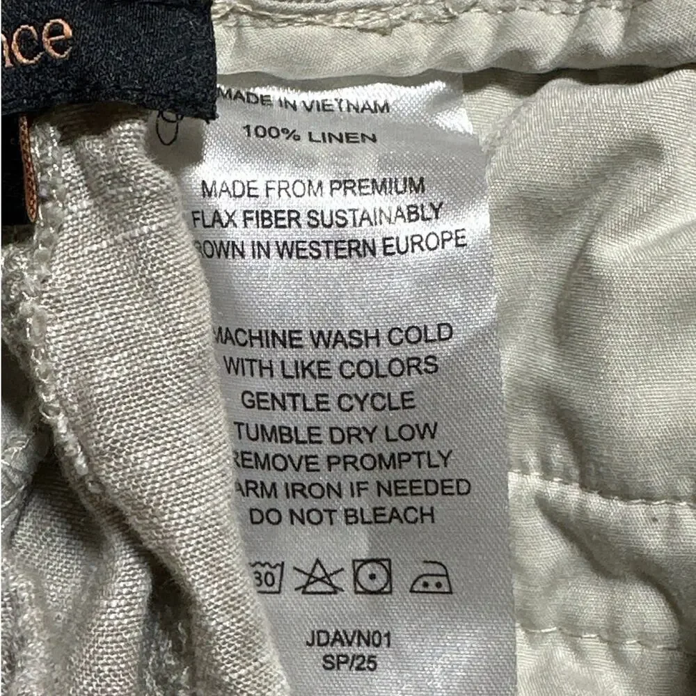QUINCE 100% European Linen Wide Leg Pants Flax Beige Sz M Pockets Boho Beachy